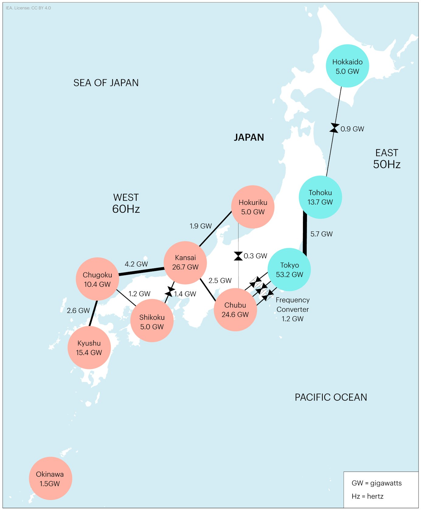 Map of Japan's electricity infrastructure