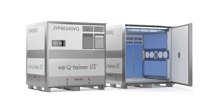 Transport container made with phase change materials for low-temperature transport of vaccines and other pharmaceuticals.
